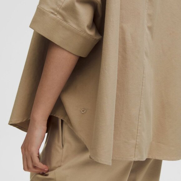 LuluLinen Relaxed Button-Up Sheer Oak - Picture 4 of 5